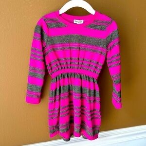 Splendid Brand New Long Sleeve Hot Pink Striped Dress Size 2T